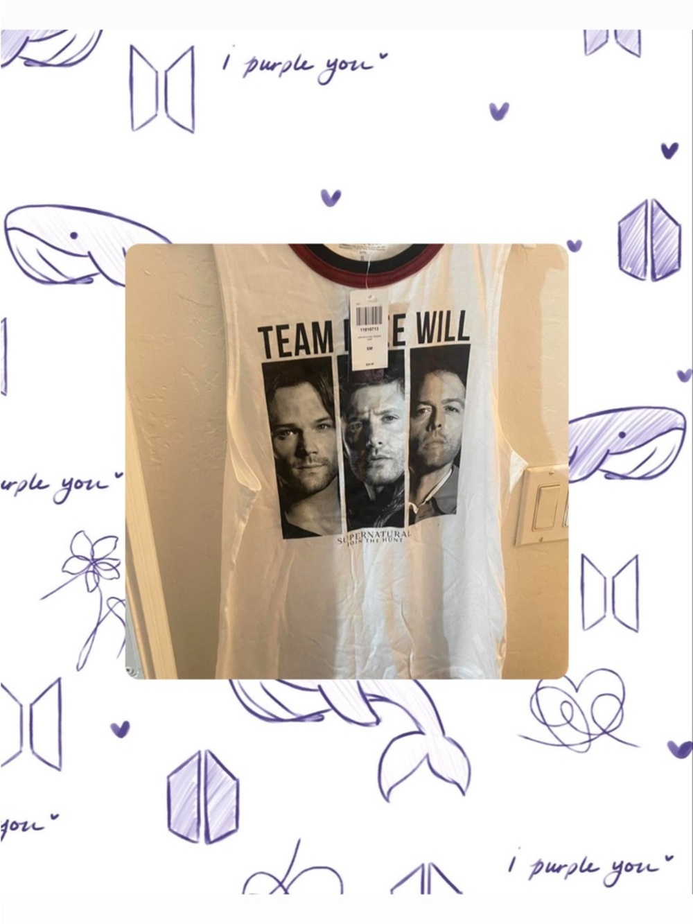 Hot Topic White & Black Graphic Tank Top from show ‘Supernatural’